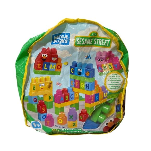 Sesame Street Alphabet Mega Blocks 66 Blocks in Bag (incomplete) - Picture 2 of 8